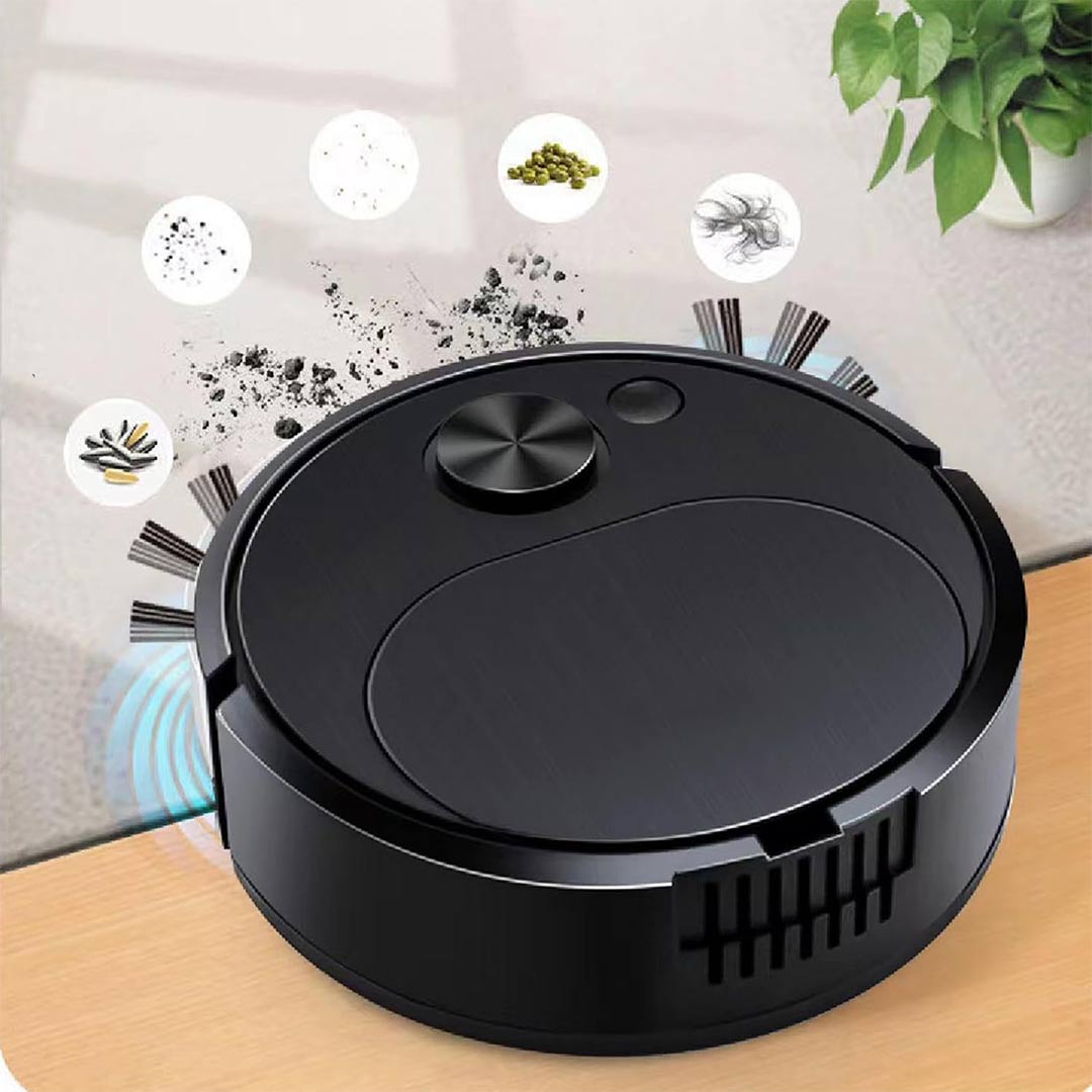 Aspiradora Robot Inteligente 3 en 1 – Barrido, Aspirado y Fregado, Recargable, Bajo Ruido, Potente Succión para Suelos Duros, Baldosas y Madera – AE004