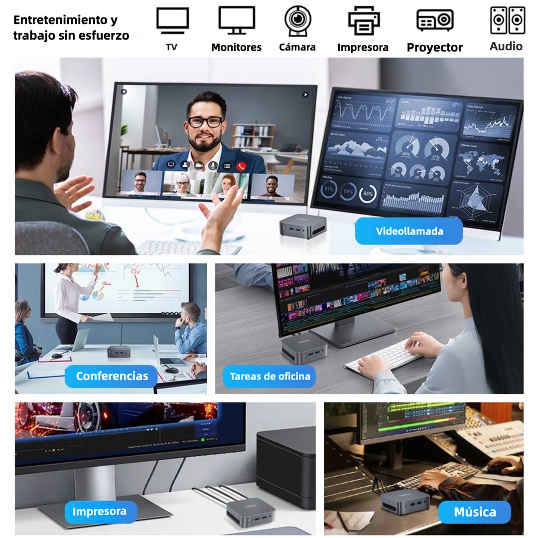 Ninkear Mini PC MBOX 11, Intel Twin Lake N150, 16GB RAM, 512GB SSD, Windows 11, Pantalla Doble 4K, WiFi 5, Bluetooth 5.0
