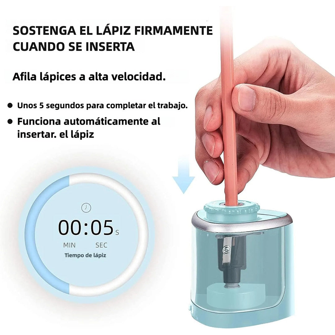 Sacapuntas Eléctrico – Afilado Rápido con Hoja Reemplazable, Doble Modo Manual y Automático, Funcionamiento a Pilas, Portátil para Escuela, Oficina y Hogar – JC005