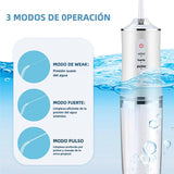 Hilo Dental Eléctrico Recargable para Dientes con 3 Modos, 4 Consejos de Chorro, Irrigador Oral Portátil, Limpiador de Encías y Tonsilas, 300ml de Capacidad, Impermeable IPX7, Batería de Larga Duración, CS002