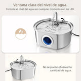 Fuente de Agua para Gatos de Acero Inoxidable – 3.2L/108oz con Filtro de 4 Capas, Bomba Silenciosa y Ventana de Nivel, Bebedero Automático para Mascotas – DM001