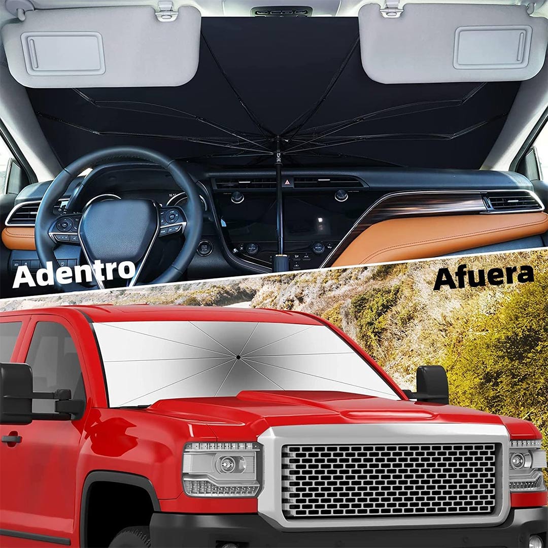 Parasol Plegable para Parabrisas de Auto – Protector Solar Universal con Revestimiento de Titanio y Plata, Bloquea Rayos UV, Mantiene el Auto Fresco, Compatible con Sedán, SUV y MPV – AH013