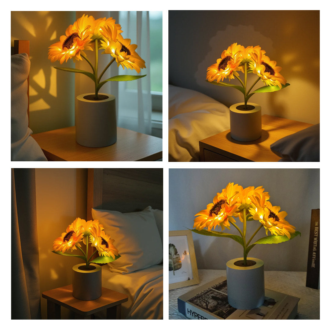 Lámpara Recargable de Girasol con Cúpula de Cristal – Luz Nocturna LED Decorativa Ideal como Regalo Romántico - LL003