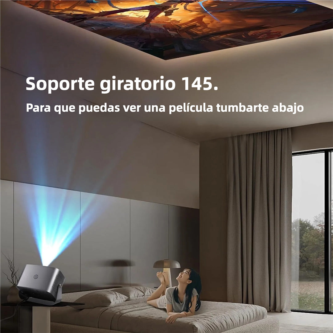 Proyector Portátil Full HD 4K 1080P con Enfoque Automático y Corrección de Trapezoide - Rotación de 145°, Conectividad HDMI/USB - PP003