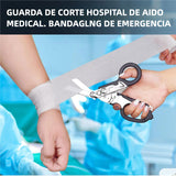 Tijeras de Emergencia 6 en 1 Plegables para Camping y Herramientas de Rescate con Cortador y Rompevidrios - Herramienta Multifuncional para Primeros Auxilios, Incluye Estuche de Piel - HM004