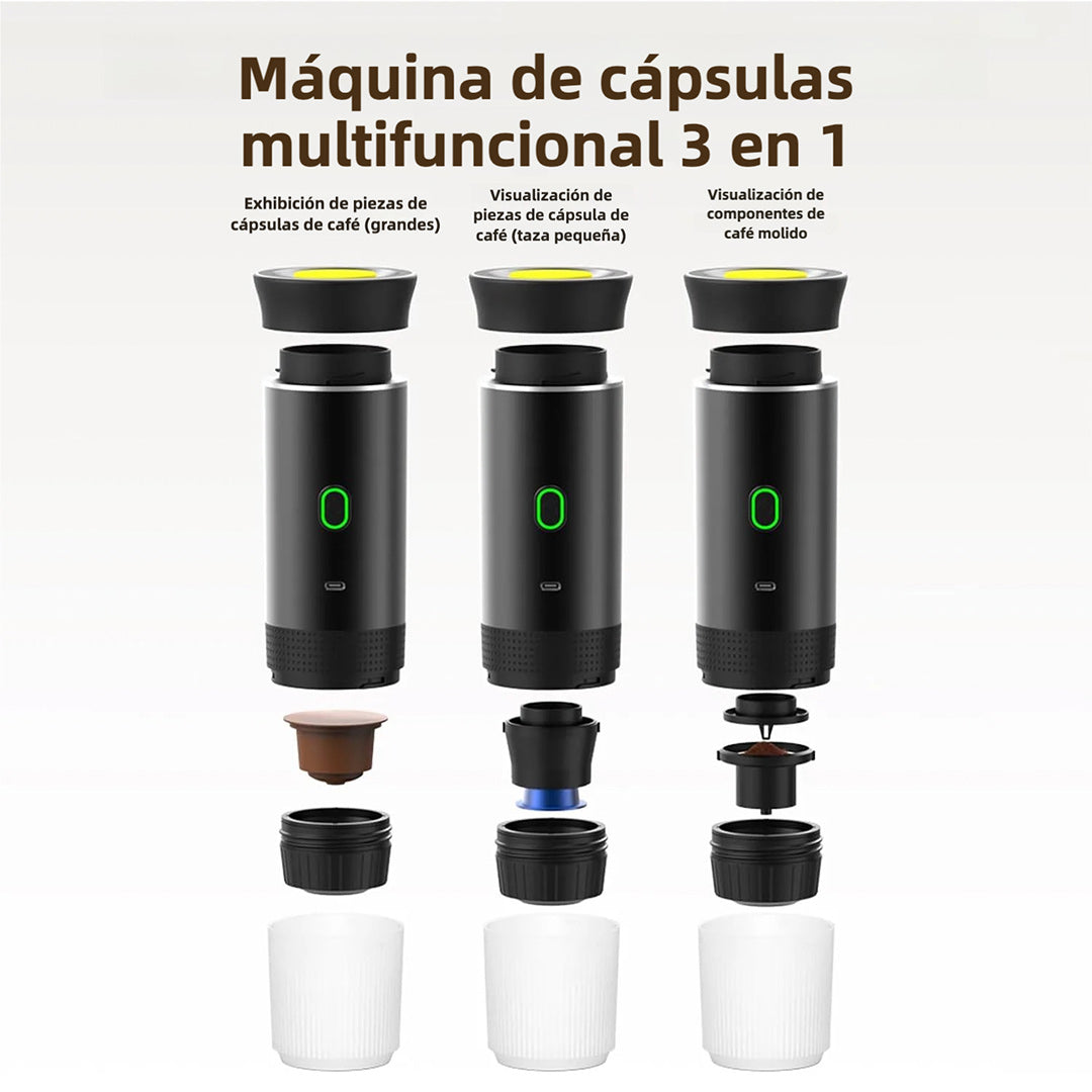 Máquina de Café Portátil 3 en 1 Inalámbrica, Eléctrica para Cápsulas y Café Molido, Con Función de Enfriado y Calentado, Taza de 150ml - EJ006