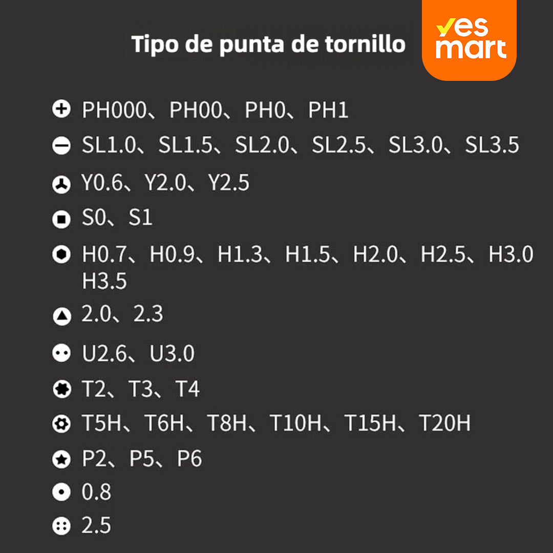 44 en 1 Juego de Destornilladores de Precisión, Mini Destornillador Magnético con Caja de Almacenaje, Herramienta de Reparación de Acero para Computadoras, Cámaras, Teléfonos, Relojes y Gafas - HM001