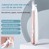 Cortapelos para Mascotas con Luz LED – Recortadora de Precisión Silenciosa e Impermeable para Patas, Orejas y Cara - DM007