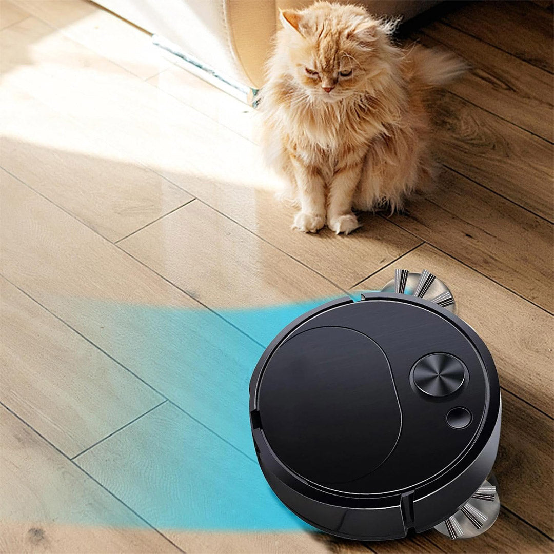 Aspiradora Robot Inteligente 3 en 1 – Barrido, Aspirado y Fregado, Recargable, Bajo Ruido, Potente Succión para Suelos Duros, Baldosas y Madera – AE004