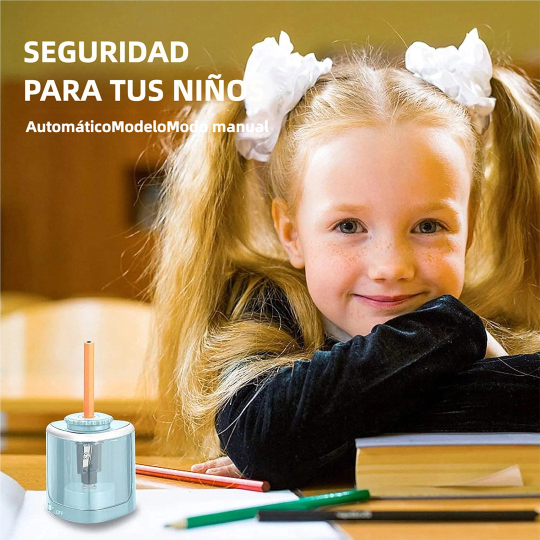 Sacapuntas Eléctrico – Afilado Rápido con Hoja Reemplazable, Doble Modo Manual y Automático, Funcionamiento a Pilas, Portátil para Escuela, Oficina y Hogar – JC005