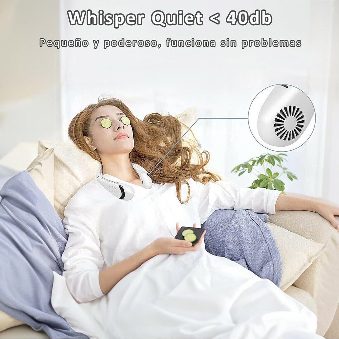Ventilador de Cuello Portátil – Diseño Plegable, 3 Velocidades, Pantalla de Batería, 5000mAh Recargable, Uso en Interior y Exterior, Manos Libres y Ajustable – VM004