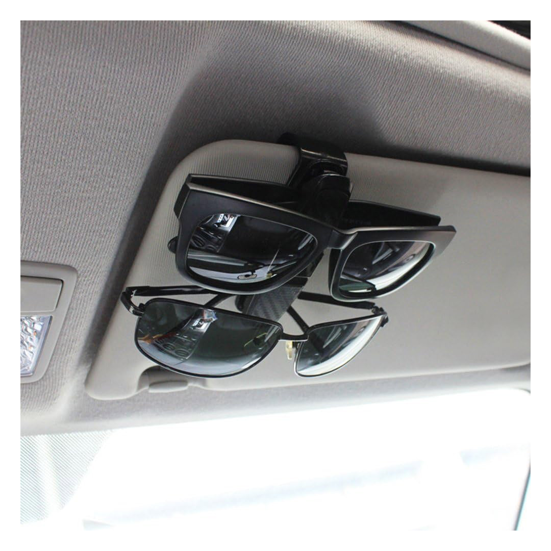 Soporte para Gafas de Sol para Visera de Coche 2 Piezas con Clips y Estuche para Tarjetas - Soporte de Gafas de Sol y Gafas de Vista, Ajustable y Giratorio 180° - AH001