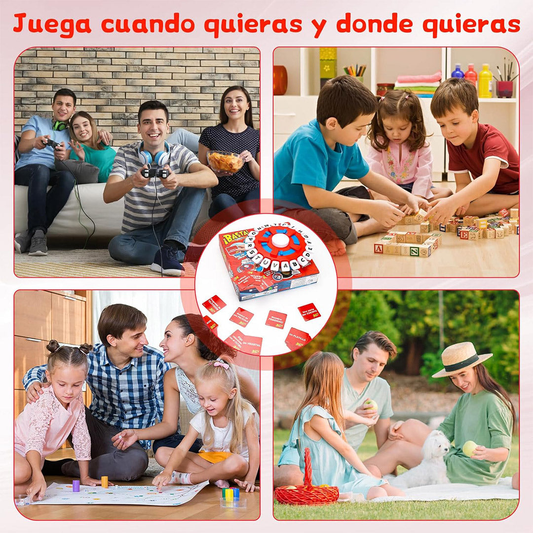 Juego de Mesa Basta – Juego de Palabras Rápidas en Español, Aprendizaje Interactivo para Niños y Adultos, Ideal para Fiestas, Reuniones Familiares y Educación – JC002