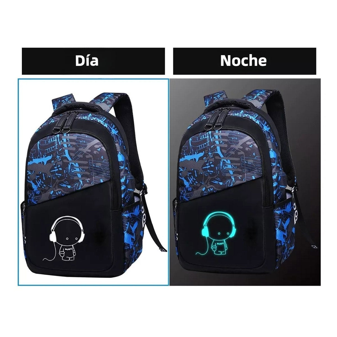 Mochila Escolar Asge para Niños – Mochila Juvenil con Estampado, Nylon de Gran Capacidad, Mochila Reflectante para Exterior y Escuela + Bolso Bandolera Adicional - AH009