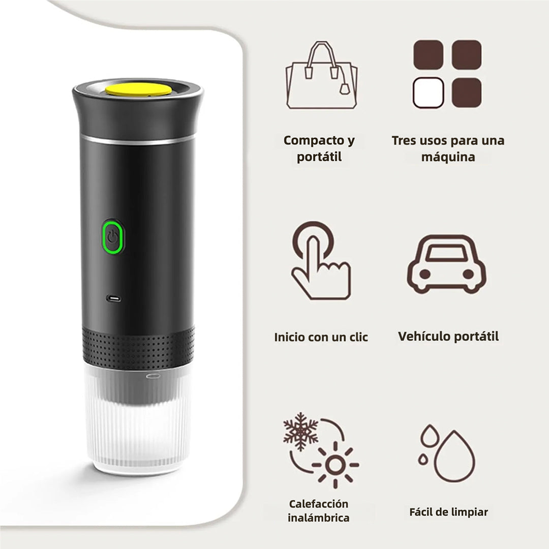 Máquina de Café Portátil 3 en 1 Inalámbrica, Eléctrica para Cápsulas y Café Molido, Con Función de Enfriado y Calentado, Taza de 150ml - EJ006