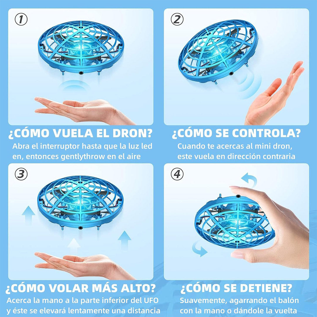 Juguete de Pelota Voladora – Spinner Volador 360° con Luces LED, Mini Drone Boomerang Recargable, Esfera Voladora de Control Manual con Sensores Inteligentes, Regalo para Niños – JC003