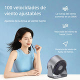 Ventilador de Escritorio con Batería Recargable, 100 Velocidades, Silencioso, Pantalla Digital LED, Cabezal Ajustable para Oficina, Dormitorio y Viaje – VM006