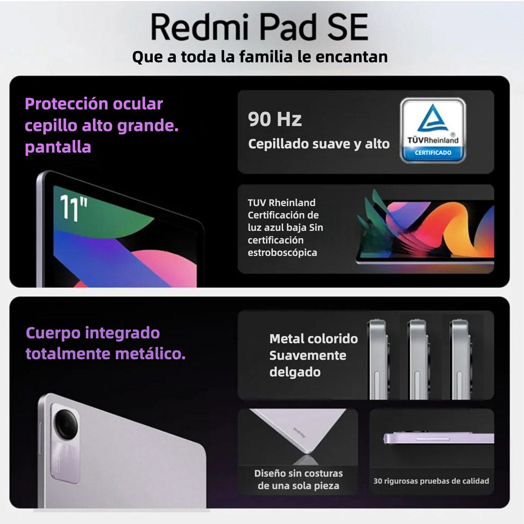 Xiaomi Redmi Pad SE Only WiFi 11” - 8GB RAM + 256GB ROM - Snapdragon 680 - 8MP Cámara - Dolby Atmos - Pantalla FHD 90Hz - Gris Grafito