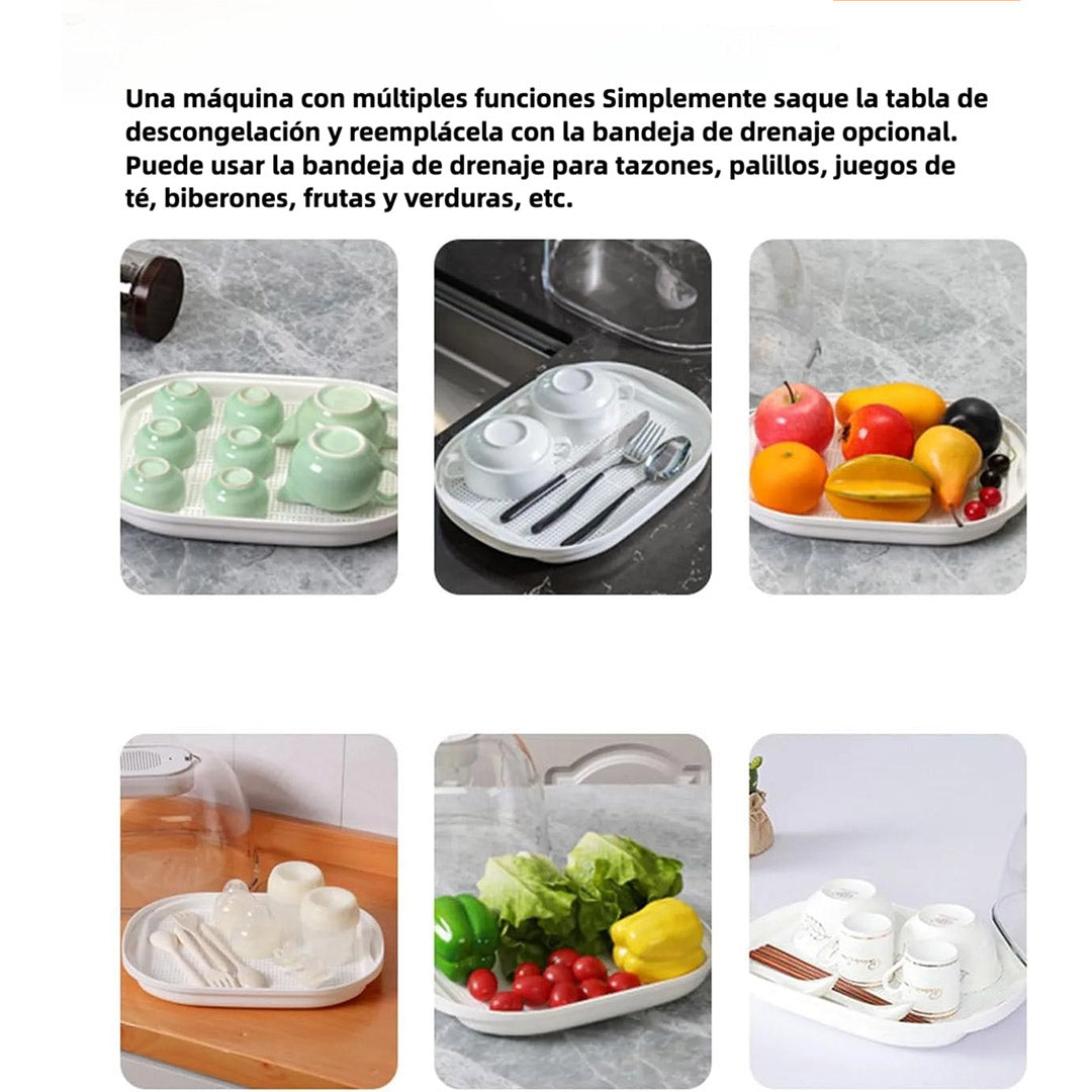 Bandeja Descongeladora USB para Carne con Bandeja de Drenaje y Tapa - AH003