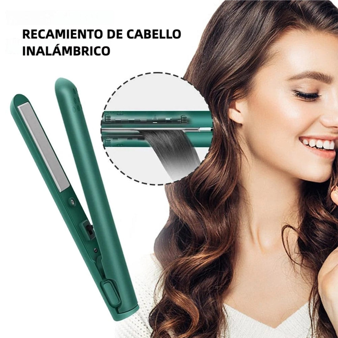 Mini Plancha de Pelo Dual Propósito DualGlam, Rizador y Alisador de Cabello, Compacto y Portátil, USB Recargable - SE003