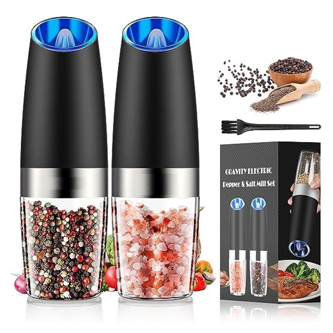 Molino Eléctrico de Sal y Pimienta con Ajuste de Grosor – Vibración Automática, LED y Operación con una Mano – Ideal para Cocina – EJ004