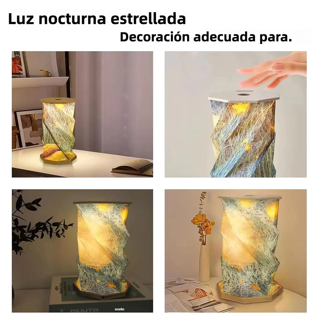 Lámpara Portátil Plegable de Papel de Arroz, Lámpara de Mesa de Viaje Recargable con Ajuste de Brillo, Iluminación Cálida para Sala de Estar, Dormitorio, Camping – LL001