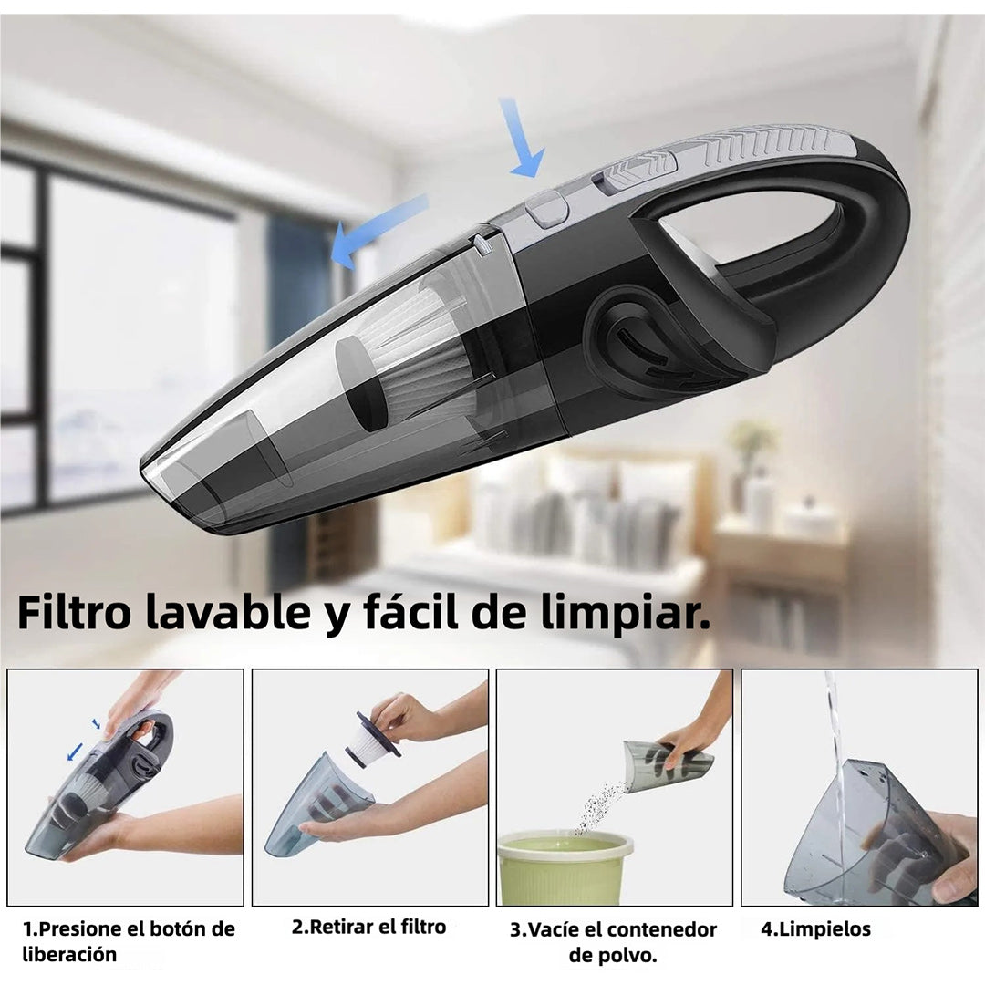 Twotrees Aspiradora de Mano Inalámbrica Portátil - Potente Succión 4000Pa, Carga Rápida, Batería de Larga Duración, Filtro HEPA Lavable, Capacidad de 300ml - AE002