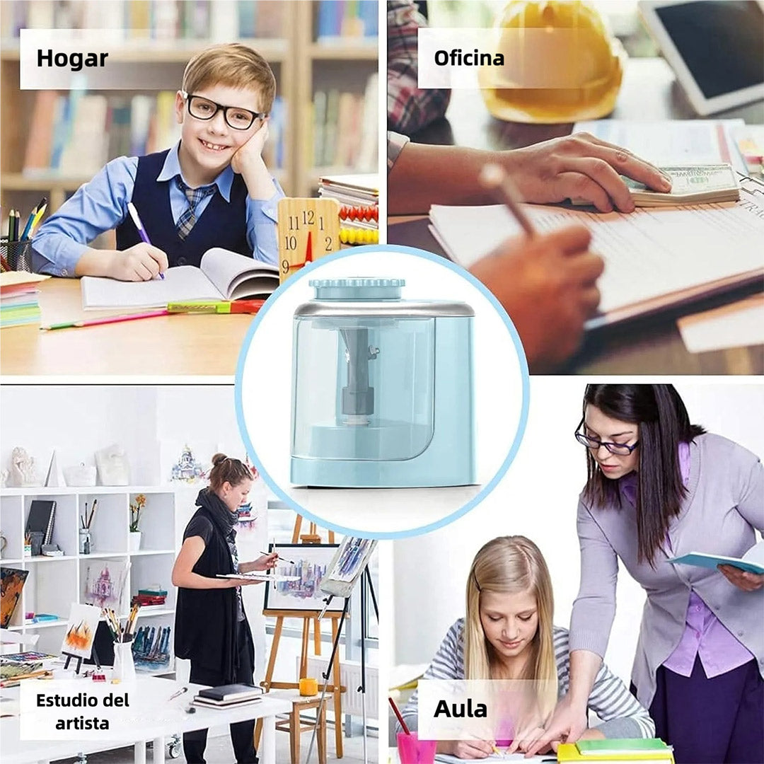 Sacapuntas Eléctrico – Afilado Rápido con Hoja Reemplazable, Doble Modo Manual y Automático, Funcionamiento a Pilas, Portátil para Escuela, Oficina y Hogar – JC005