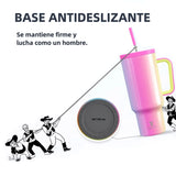Vaso Térmico de 40oz con Asa, Tapa Antiderrames y Popote, Taza de Café de Acero Inoxidable para Viajes, Mantiene Bebidas Frías por 34 Horas y Calientes por 10 Horas AH014