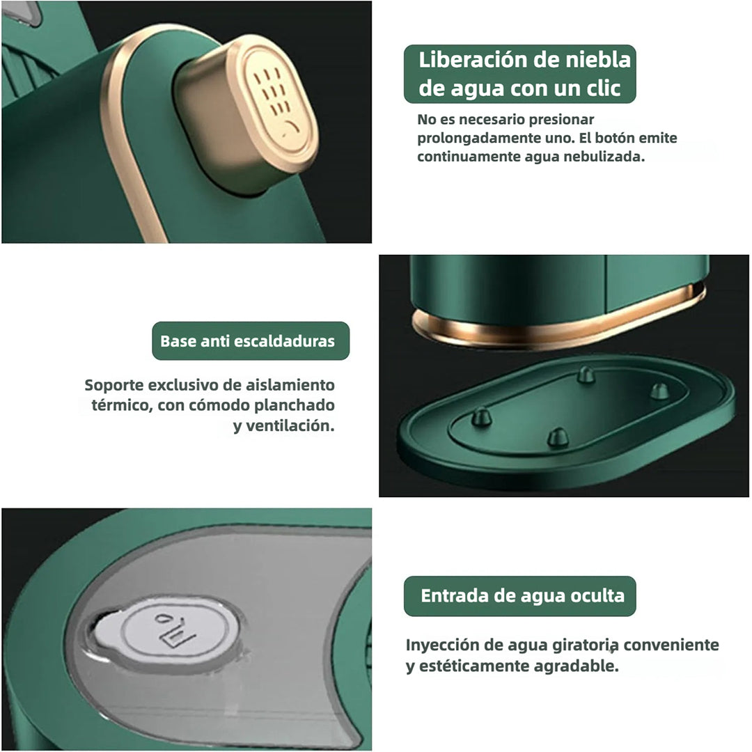 Plancha de Viaje Mini Portátil 3 en 1 con Base Anti-Quemaduras, Vapor Seco/Húmedo y 180° Rotación - Ideal para Ropa, Viajes y Hogar - PM001
