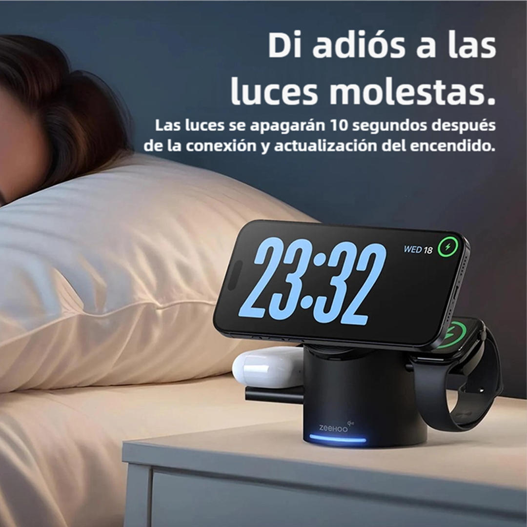 Cargadores Estación de Carga Inalámbrica Magnética 3 en 1 con Carga Rápida de 15W para Smartphones, Relojes y Auriculares -CI001 - Yesmart