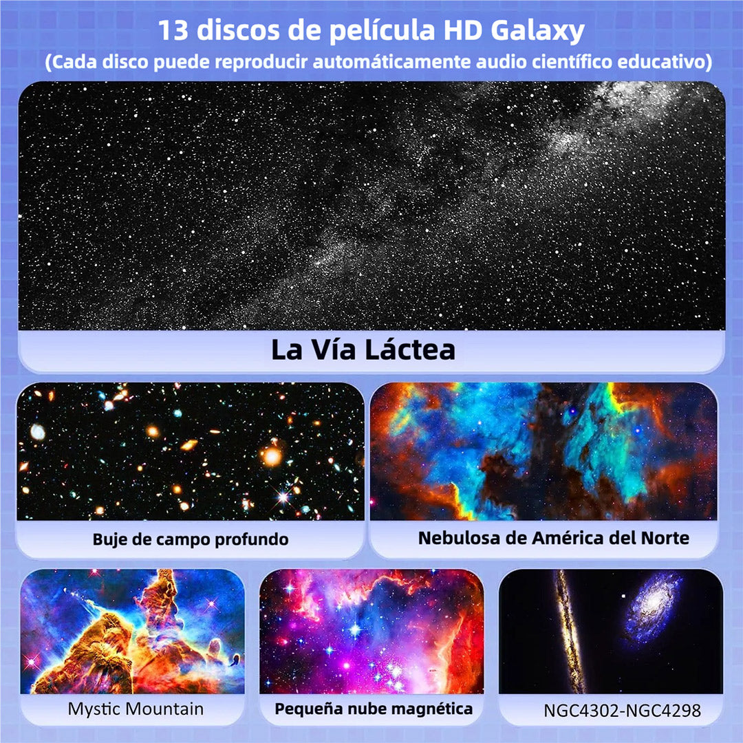 Galaxy 13 en 1 Proyector Estelar HD 360° Rotatorio con Temporizador, Proyector de Estrellas para Habitación, Planetario Casero para Niños y Adultos - LL002