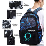 Mochila Escolar Asge para Niños – Mochila Juvenil con Estampado, Nylon de Gran Capacidad, Mochila Reflectante para Exterior y Escuela + Bolso Bandolera Adicional - AH009