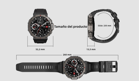 Reloj inteligente Resistente al Agua 5ATM con GPS Deportivo, Pantalla AMOLED, Barómetro y Brújula -SW026 - Yesmart