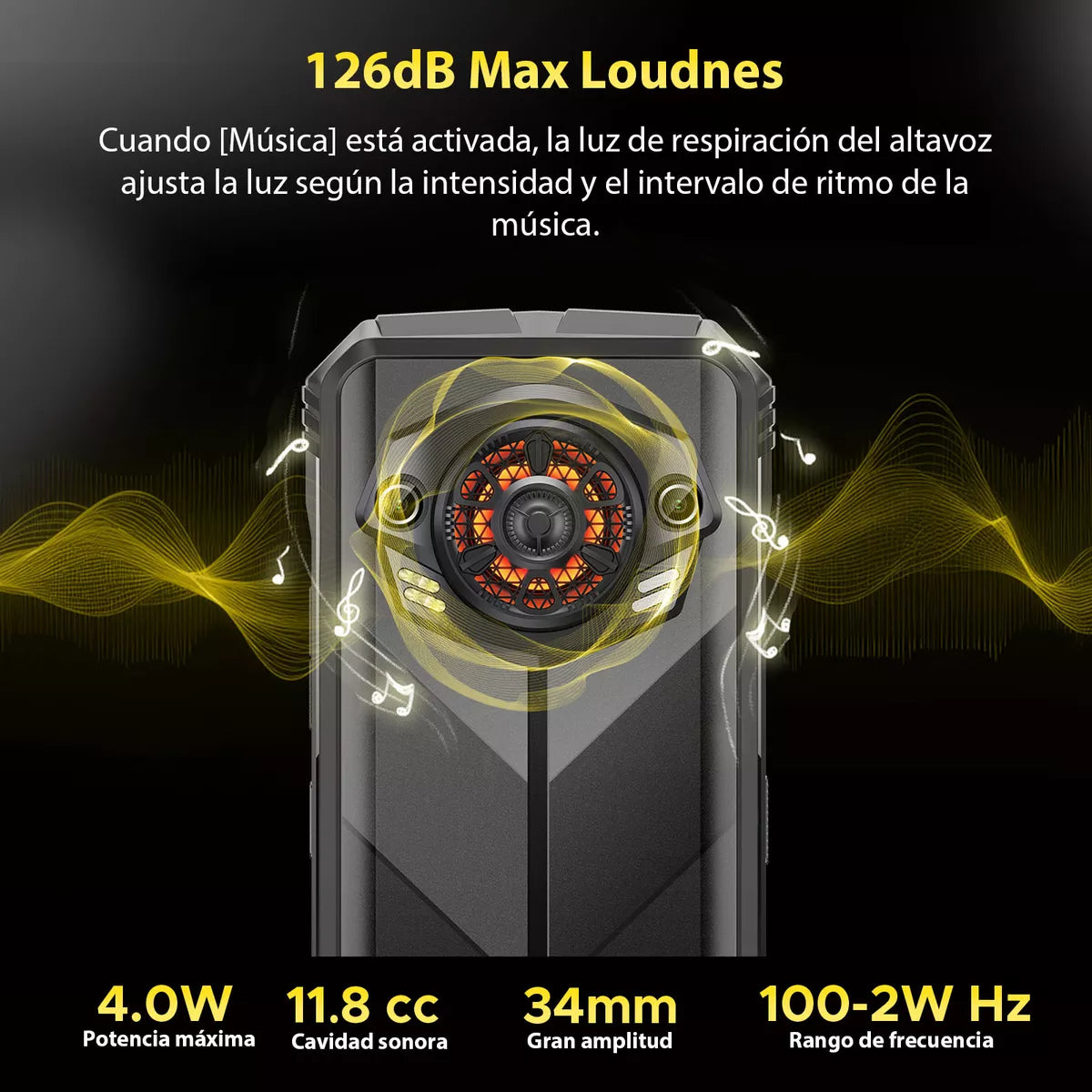 Teléfono inteligente Rugged Dual SIM, 6.58" FHD+ Android 14, 16GB RAM + 256GB ROM, Batería 10800mAh, Cámara AI 50MP + 16MP, NFC y Carga Rápida de 33W -SP002 - Yesmart
