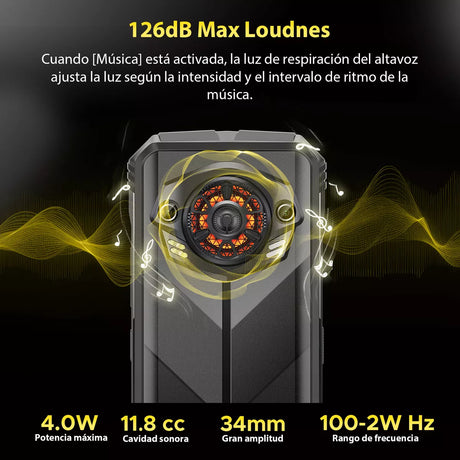 Teléfono inteligente Rugged Dual SIM, 6.58" FHD+ Android 14, 16GB RAM + 256GB ROM, Batería 10800mAh, Cámara AI 50MP + 16MP, NFC y Carga Rápida de 33W -SP002 - Yesmart