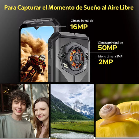 Teléfono inteligente Rugged Dual SIM, 6.58" FHD+ Android 14, 16GB RAM + 256GB ROM, Batería 10800mAh, Cámara AI 50MP + 16MP, NFC y Carga Rápida de 33W -SP002 - Yesmart