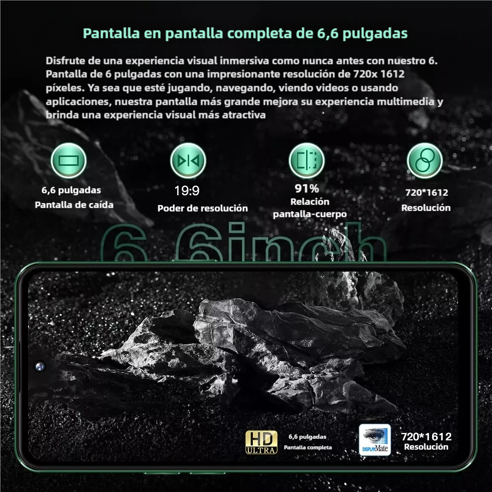 Teléfono inteligente Teléfono Móvil 3G Android 8.1, 6.6", 2GB+16GB, Carga Rápida 10W, Reloj Inteligente con Reconocimiento Facial -SP005 - Yesmart