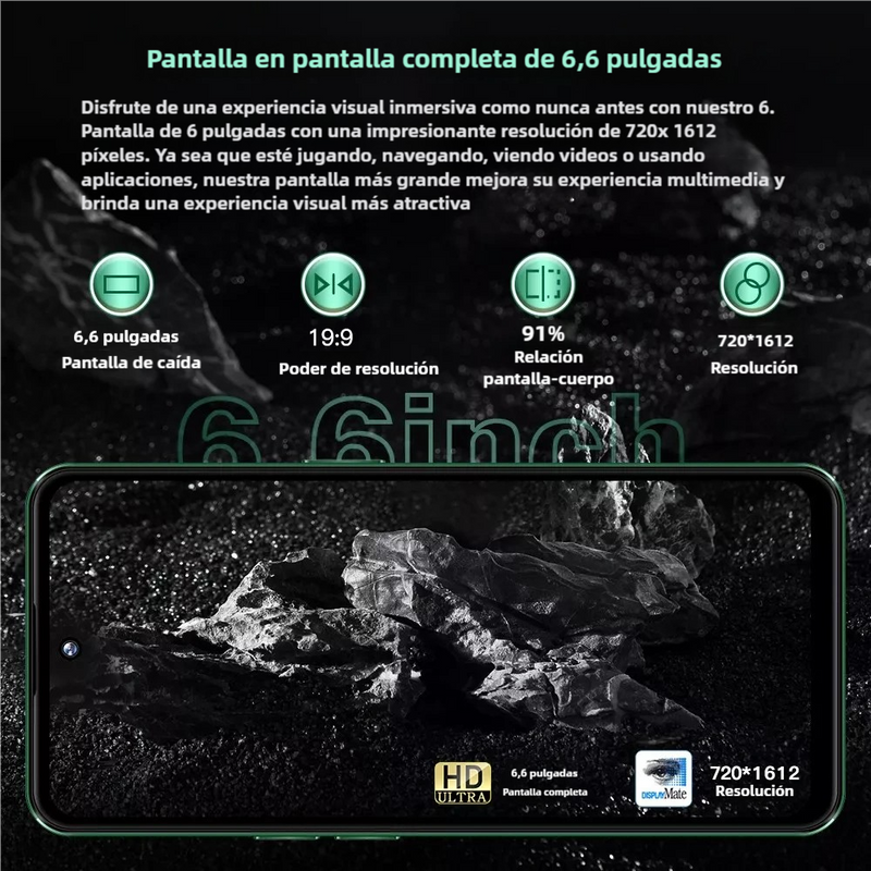Teléfono inteligente Teléfono Móvil 3G Android 8.1, 6.6", 2GB+16GB, Carga Rápida 10W, Reloj Inteligente con Reconocimiento Facial -SP005 - Yesmart