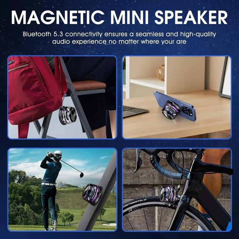 Altavoz Mini Altavoz Bluetooth con Graves Potentes, Luz RGB, Resistente al Agua IPX5, Montaje Magnético y Soporte para Teléfono -BS017 - Yesmart