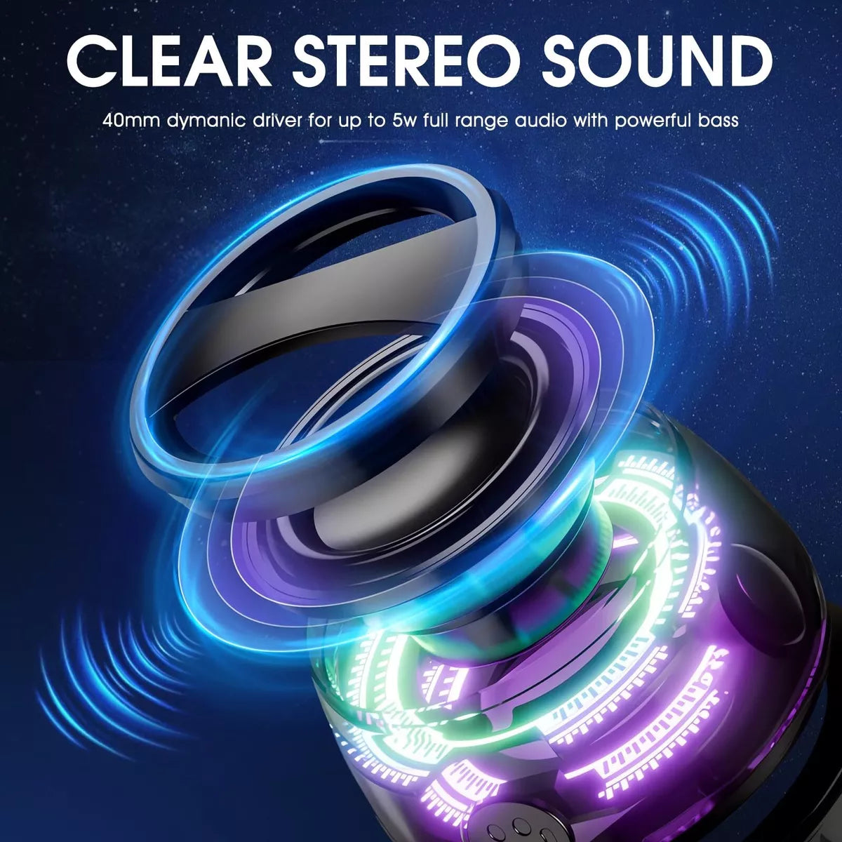 Altavoz Mini Altavoz Bluetooth con Graves Potentes, Luz RGB, Resistente al Agua IPX5, Montaje Magnético y Soporte para Teléfono -BS017 - Yesmart