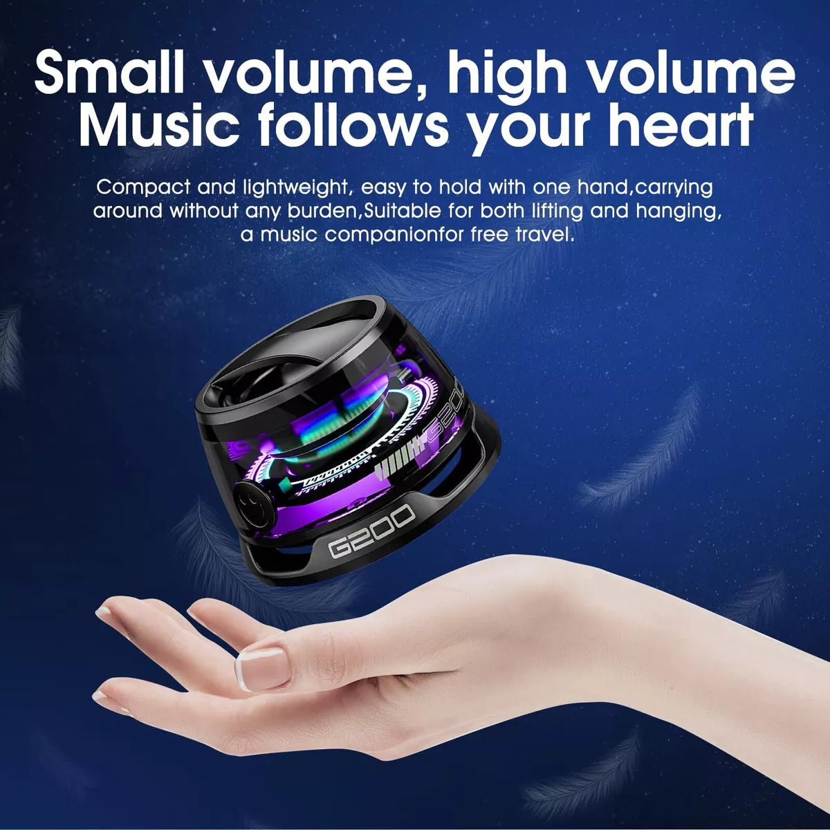 Altavoz Mini Altavoz Bluetooth con Graves Potentes, Luz RGB, Resistente al Agua IPX5, Montaje Magnético y Soporte para Teléfono -BS017 - Yesmart