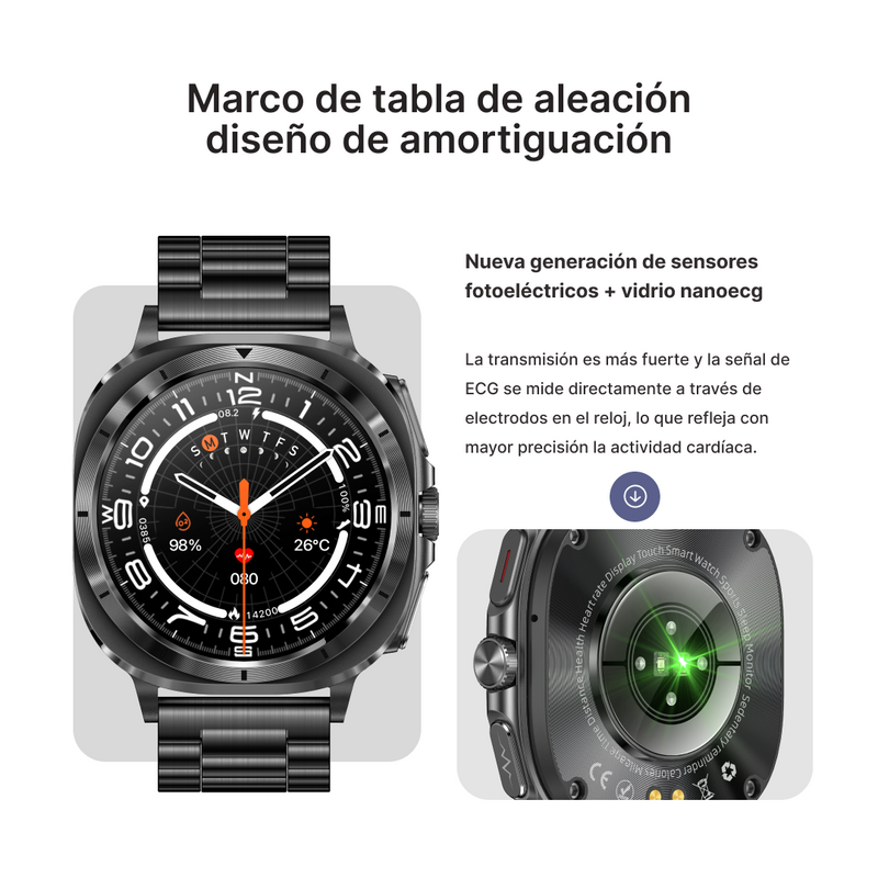Reloj inteligente AMOLED 1.43” Pantalla HD con Monitor de Salud Integral, 150 Modos Deportivos, IP68 Resistente al Agua, Larga Duración de Batería y Bluetooth 5.2 SW030 - Yesmart