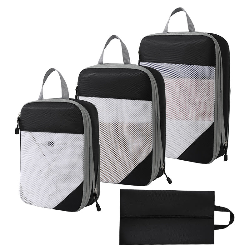 Set de 4 bolsas organizadoras de viaje | Impermeables, con compresión para maleta