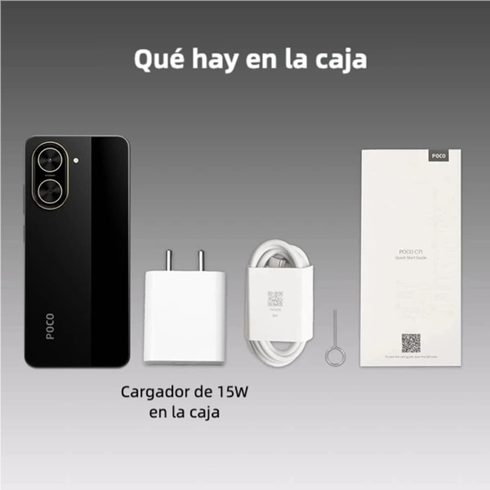 Smartphone POCO C71 con pantalla de 6.88 pulgadas, cámara de 32MP, batería de 5200mAh, Android 15 y procesador Octa-Core