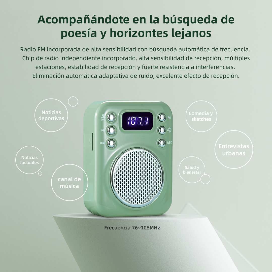 Altavoz Grabador de batería recargable extraíble bluetooth portátil Speaker box -BS005 - Yesmart