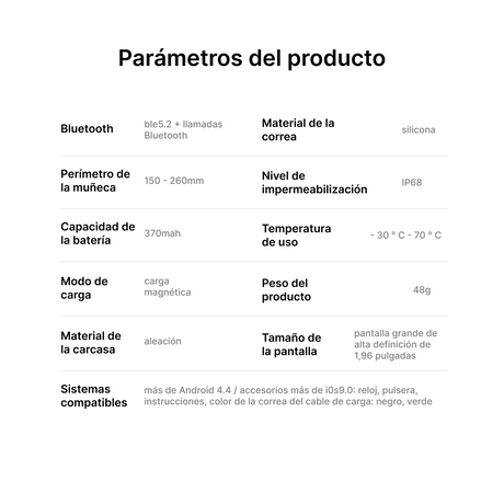 Reloj inteligente Deportivo con Pantalla HD de 1.96", Modos Deportivos y Monitoreo de Salud SW035 - Yesmart