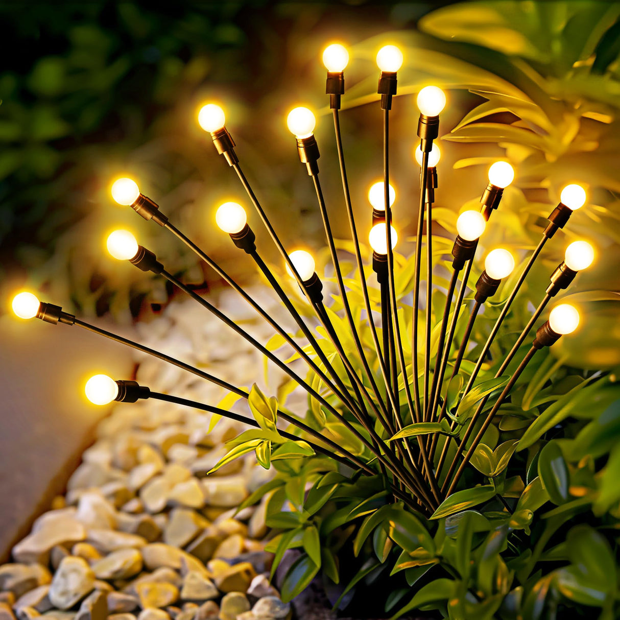 Luces de Jardín Solar con 20 LEDs, Luces Solares para Exteriores, Luces de Luciérnagas para Decoración de Navidad, Patio, Camino y Jardín, Resistente al Agua – JP003