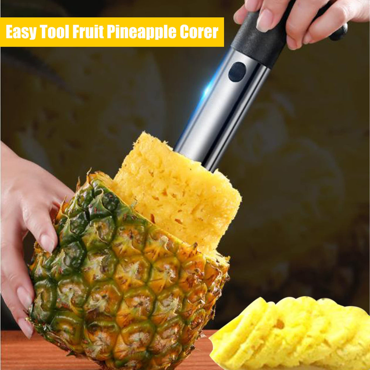 Pelar y Cortar Piña de Acero Inoxidable - Descorazonador y Cortador de Piña con Mango Desmontable para Extracción Fácil del Corazón - UC001