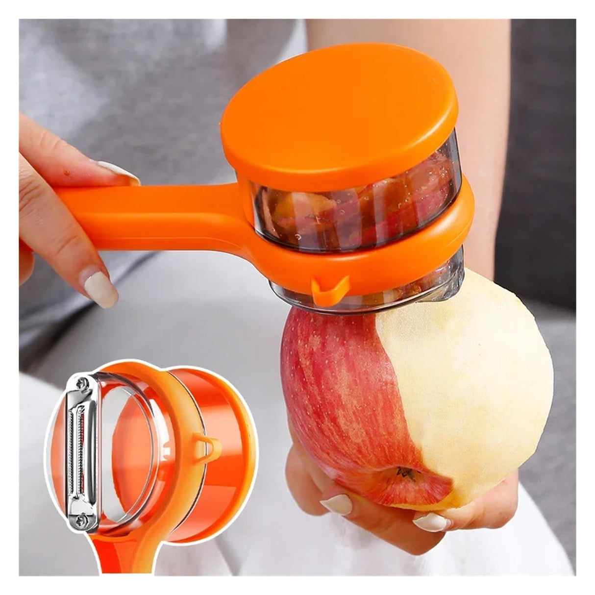 Cuchillo Pelador Manual con Caja de Almacenamiento, Pelador Multifuncional de Frutas y Verduras de Acero Inoxidable, Cortador de Manzanas, Papas y Pepinos para Cocina – UC004